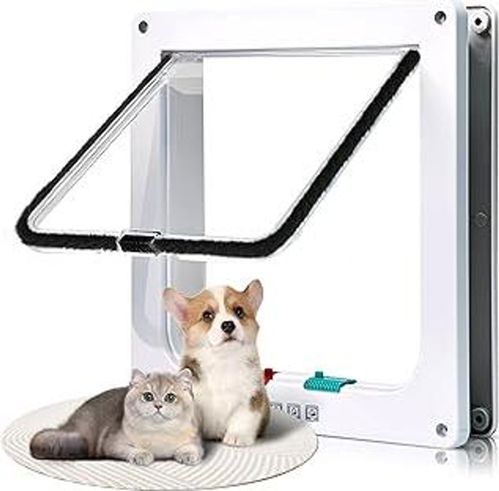 ABS-Acryl Katzenklappe Innentür, Hundeklappe für Hundes, Katzentür-Sicherheits-Haustier-Schiebetür mit 4-Wege-Schloss, Hundetür Fenster Magnet...