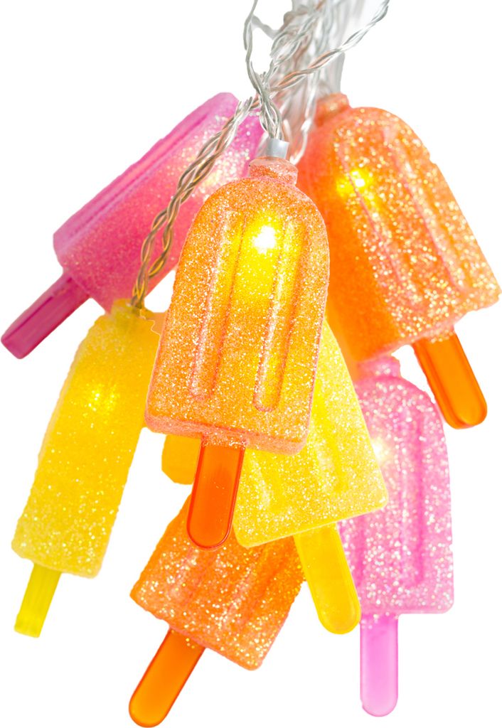 LED Batterie Lichterkette 8 tlg. Eis am Stiel Eis Sommer Party ca. 1,7 m