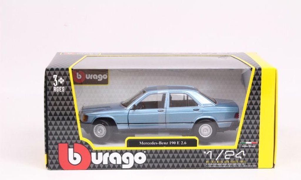 A toy model car in its packaging.