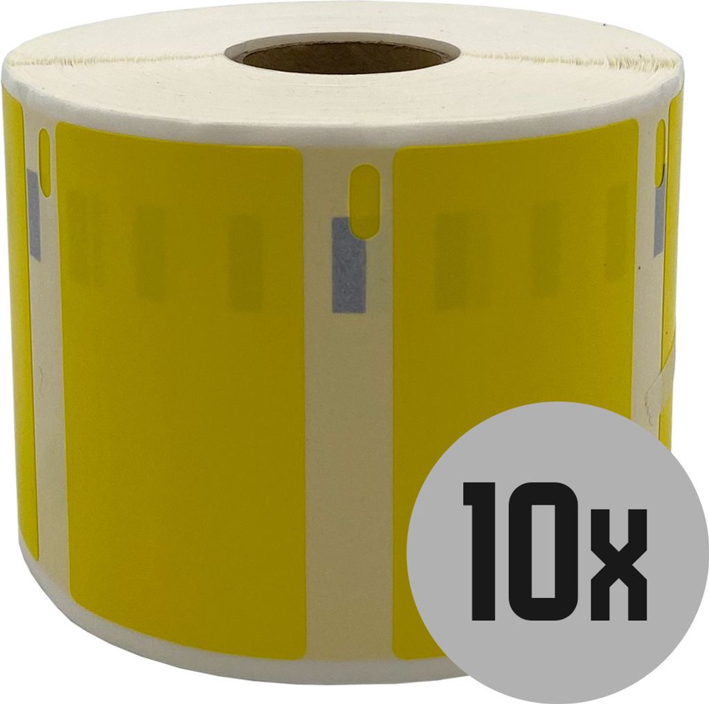 DULA Etiketten - Kompatibel mit Dymo Compatible labels - Geel - 11354 - S0722540 - Grote multifunctionele etiketten - 10 rollen - 57 x 32 mm - 1000...