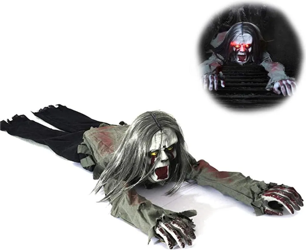 Décoration de maison hantée : fantôme rampant sonore pour Halloween