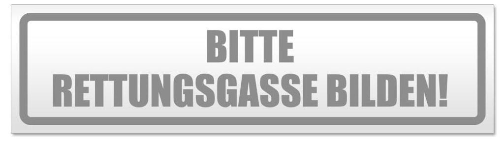 Kiwistar - Autoaufkleber - Grau - 20 x 5,3 cm - Bitte Rettungsgasse bilden - Hinweis Aufkleber Sticker für Auto, Kfz, Fahrrad, PKW, LKW