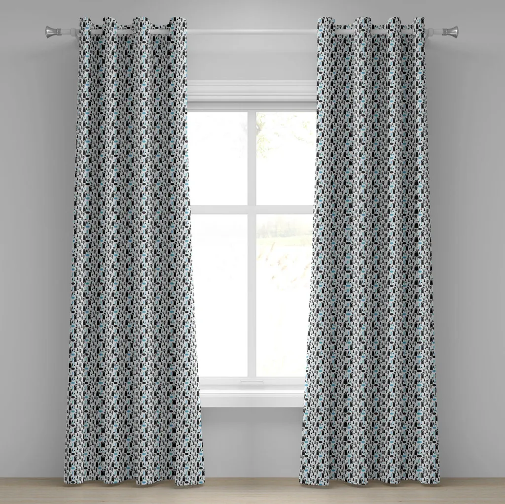 Rideau pour chambre enfant motif ours et forêt 280x245 cm bleu pâle