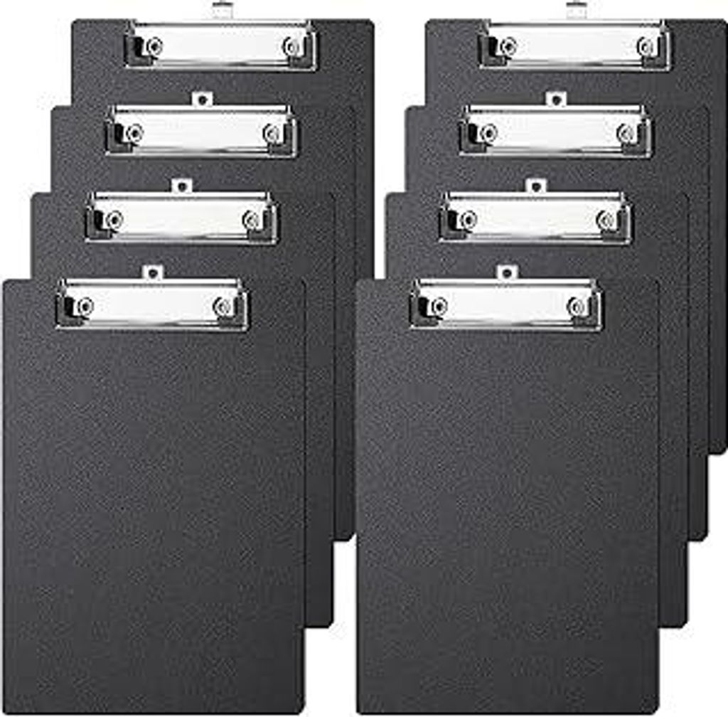 Gykutix 8 Stück Schreibbrett Klemmbrett A4 aus Hartem Kunststoff, Clipboard A4 mit Gummierter Metallklammer für Schule, Zuhause, Büro