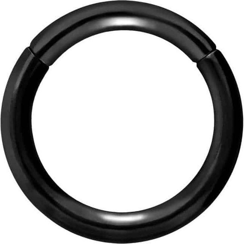 Ohrpiercing, Nasenpiercing, Septum Piercing Titan Segmentring Clicker Schwarz Innendurchmesser: 10mm + Stabstärke: 2mm