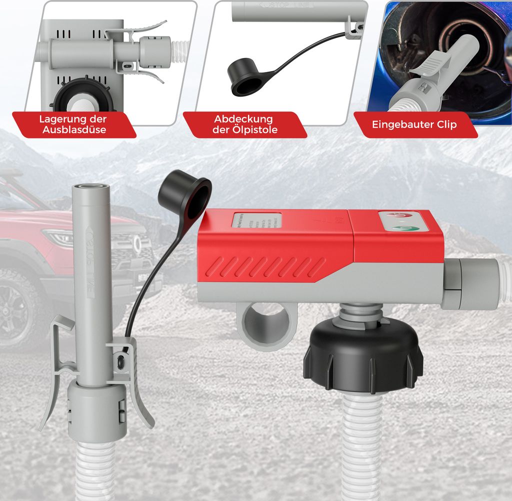 COSTWAY Kraftstoff Umfüllpumpe mit Auto-Stopp-Sensor, elektrische Kraftstoffpumpe 3,8 GPM mit 3 Größen Adaptern & Schlauch für Diesel, Öl, Benzin