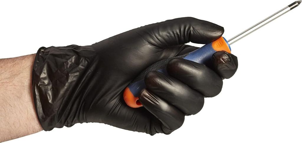 SPONTEX Extra Black Einmalhandschuhe aus Vinyl, ungepudert Produktbild 2