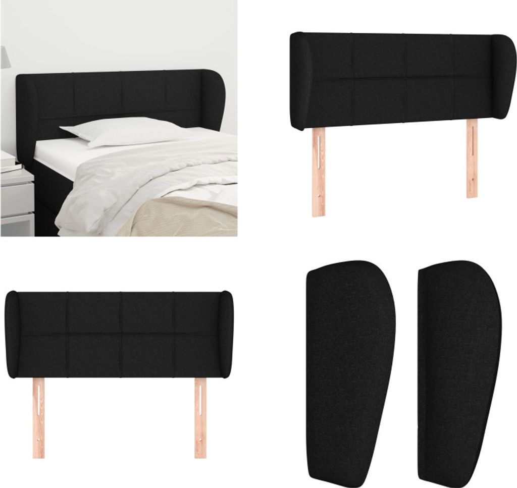 vidaXL Kopfteil mit Ohren Schwarz 103x23x78/88 cm Stoff - Kopfteil - Kopfteile - Bett-Kopfteil - Bettkopfteil