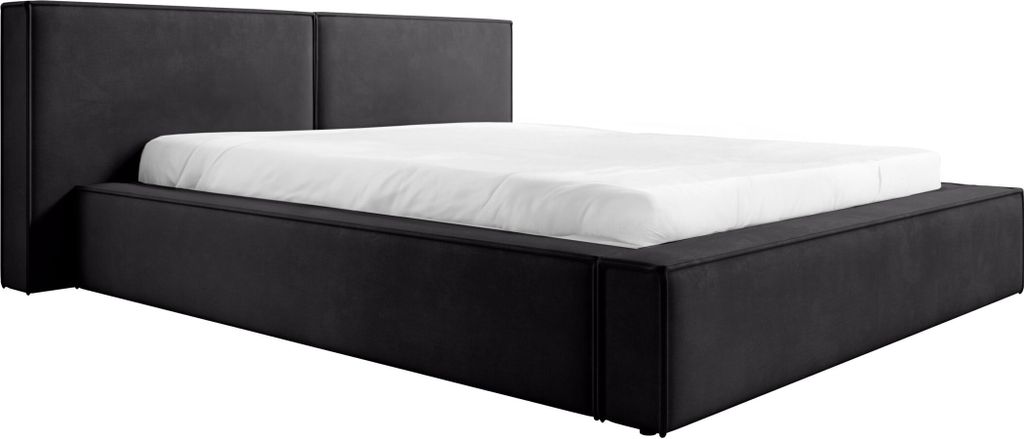 FEDVE Polsterbett Doppelbett Lopra Bett Bettkasten Matratze H3 180x200 cm Anthrazit (Magic Velvet 2272)
