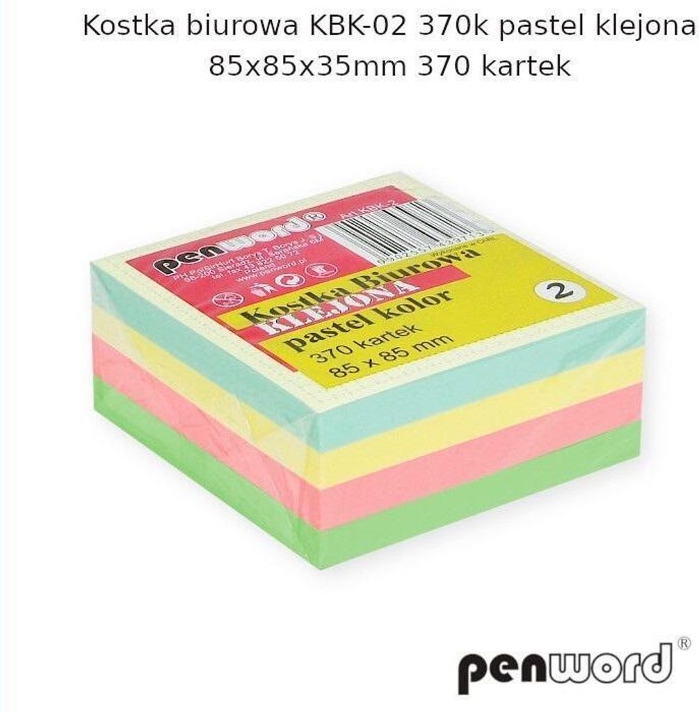 Pastellfarbener Büroblock 85 x 85 x 35 mm, 370 Blatt