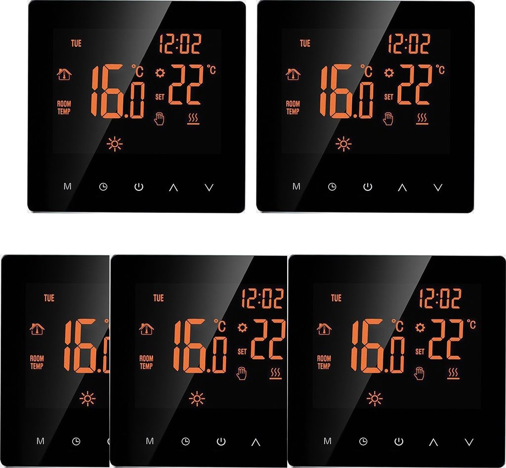 5X Smart Digital LCD Raumthermostat für 16A Elektroheizung Fußbodenheizung Woche Programmierbare Thermostat Innenthermometer Temperaturregler Wan...