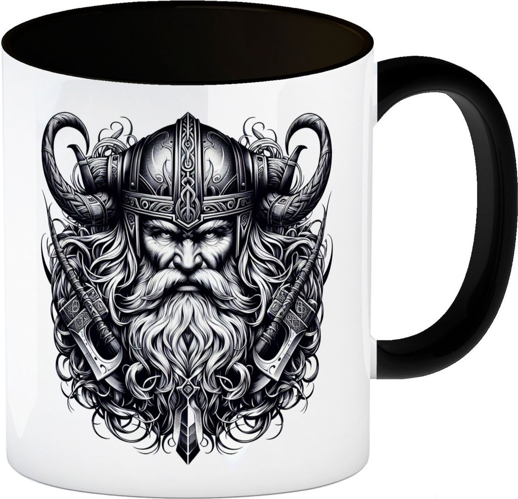 Wikingergott Odin Kaffeebecher in schwarz