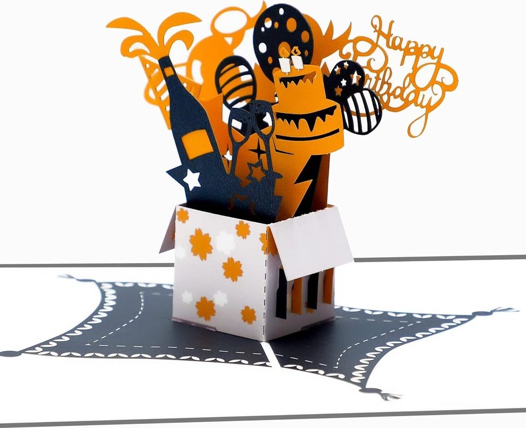 3D Pop-Up Geburtstagskarte mit natürlichem Umschlag