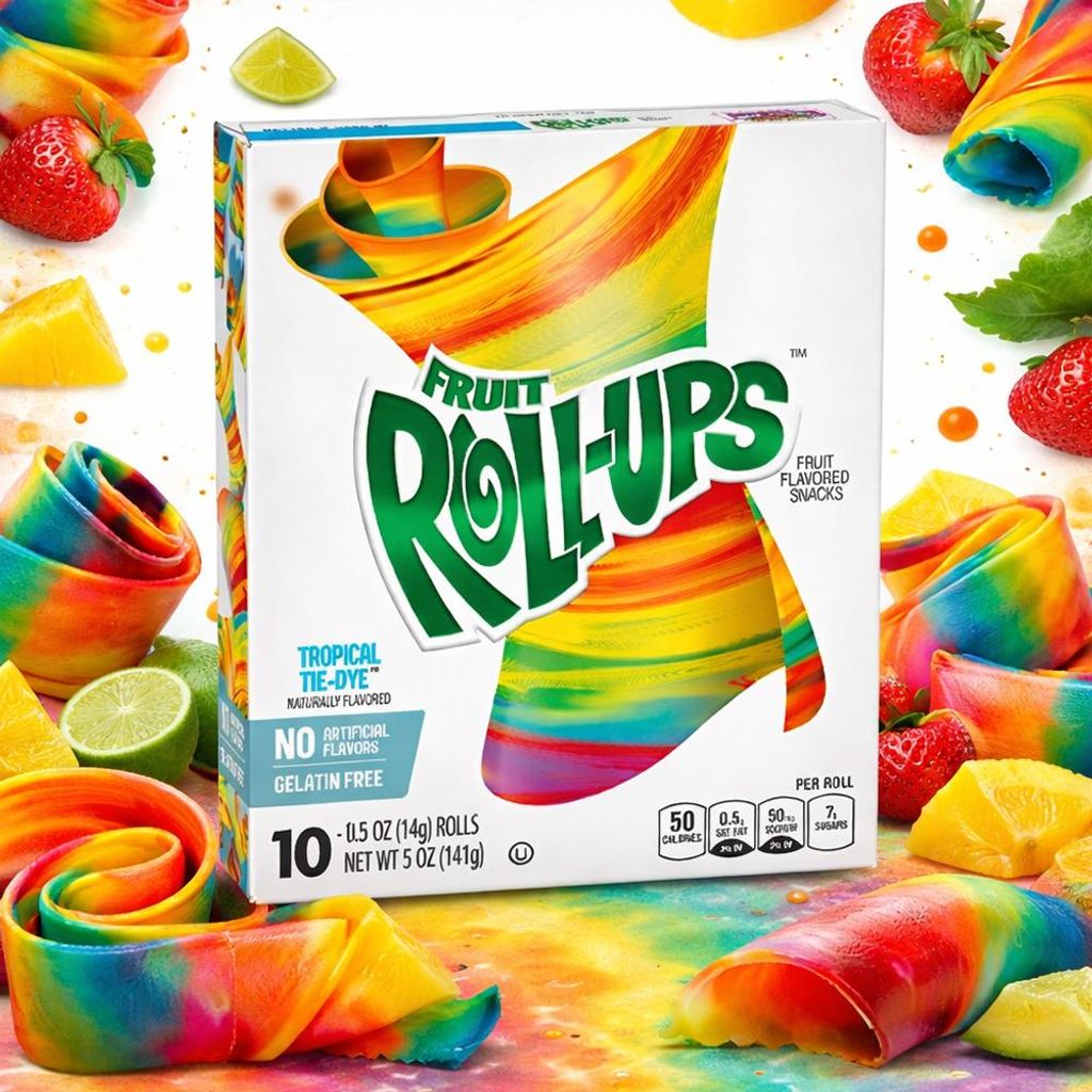 Fruit Roll-Ups Tropical Tie-Dye 10 Pack (Einzelpackung mit Produktbild 