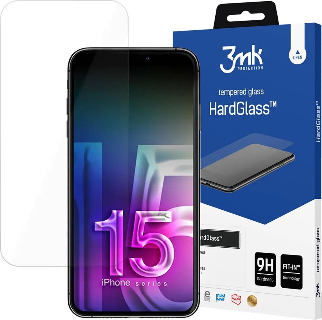 Vetro duro 3Mk per iPhone 15: Protezione 9H Schermo Intero | Acquista
