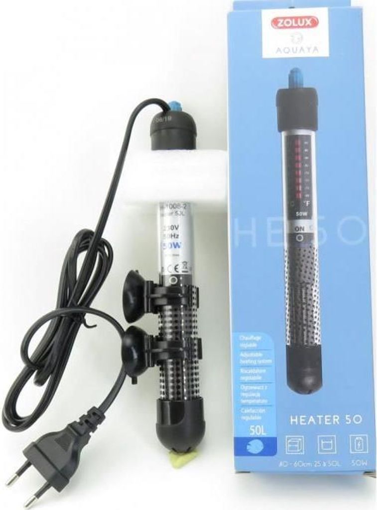 Aquarium Heizer Zolux, 50 W, 23 cm, Für Aquarien von 25 bis 50 Litern, Temperaturregelung