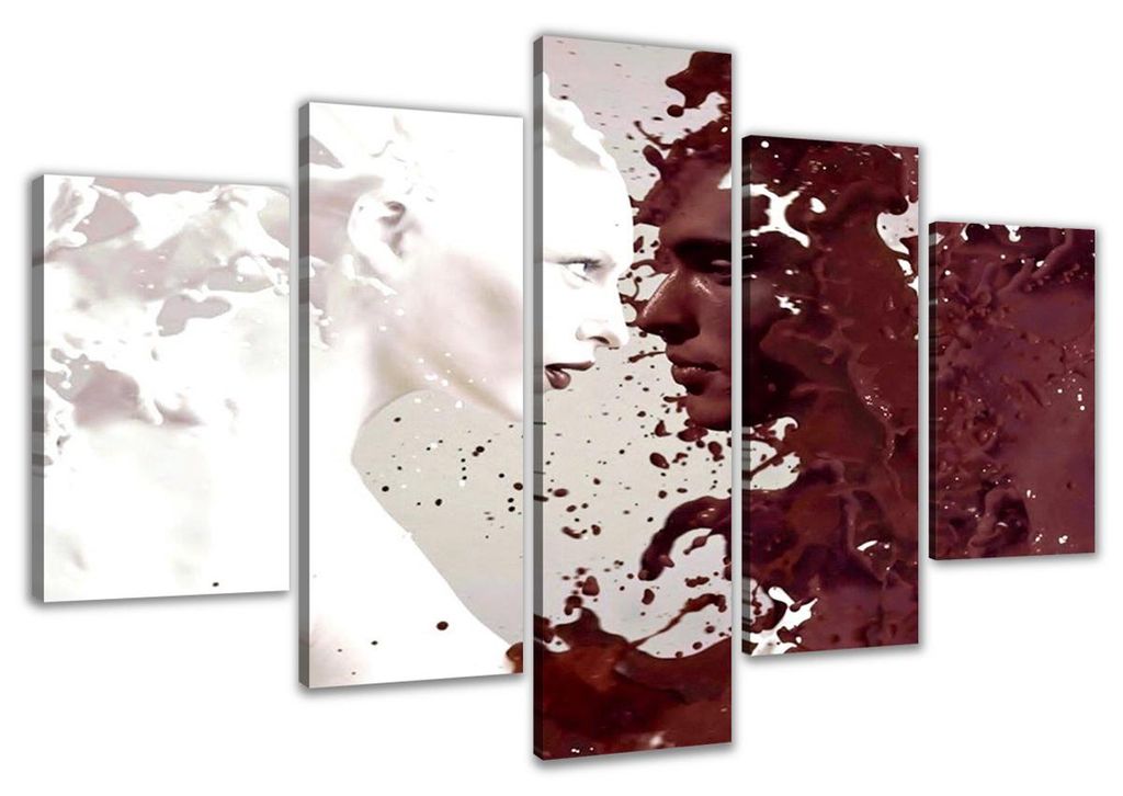 5525 Abstrakte Gesichter Leinwandbild 5-teilig 160x80 cm