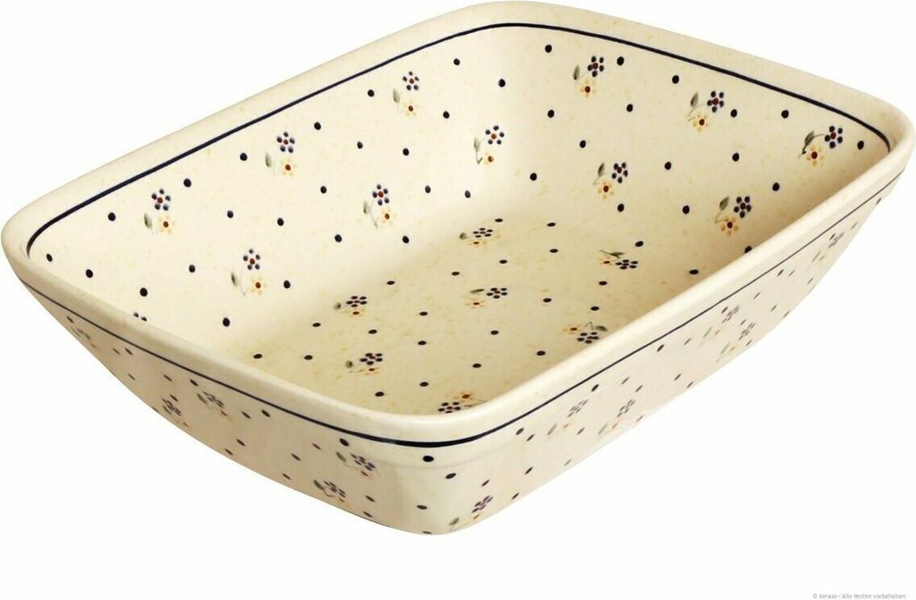 Original Bunzlauer Keramik Auflaufform 2 Liter für 2-3 Personen mit hohen Rand 7cm Design 111