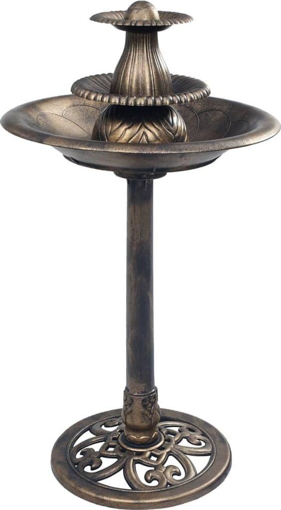 vidaXL Vogelbad mit Springbrunnen Bronzen 50×91 cm Kunststoff