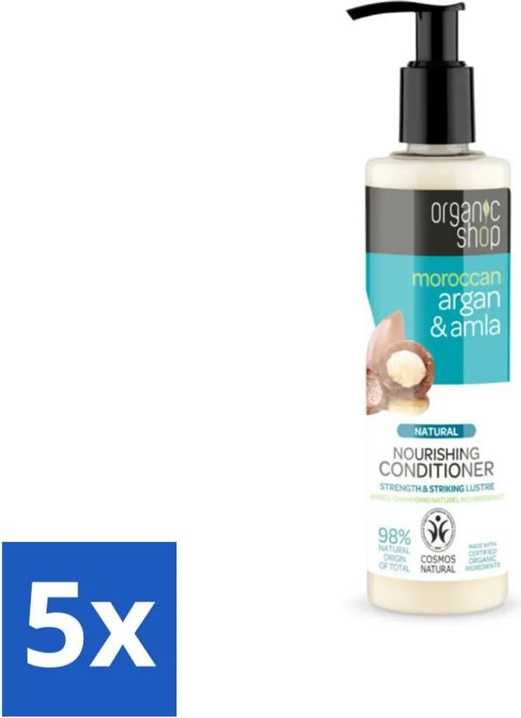 5x Organic Shop Balsamo Argan & Amla 280ml - Capelli Morbidissimi