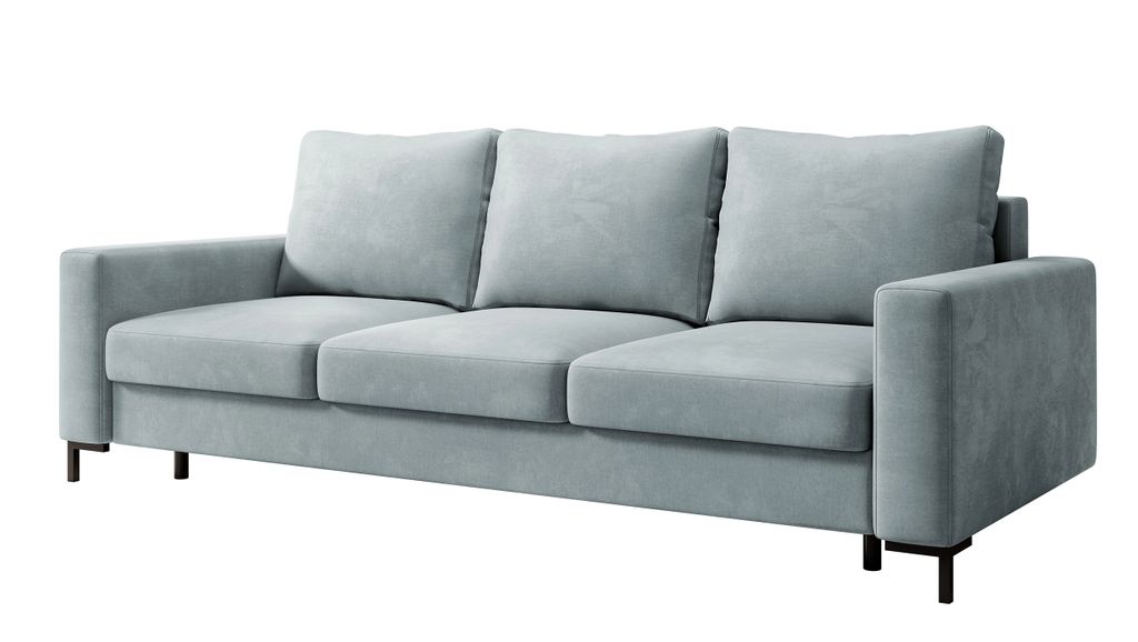 Selsey Mokpeo - 3-Sitzer Sofa mit Schlaffunktion, Bettkasten, Easy-Clean-Veloursbezug in Grau