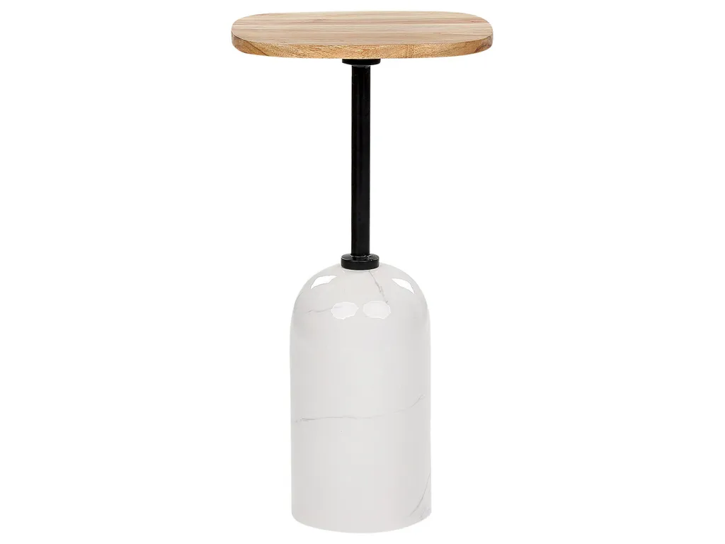 Table en acacia et métal effet marbre blanc pour intérieur moderne chic