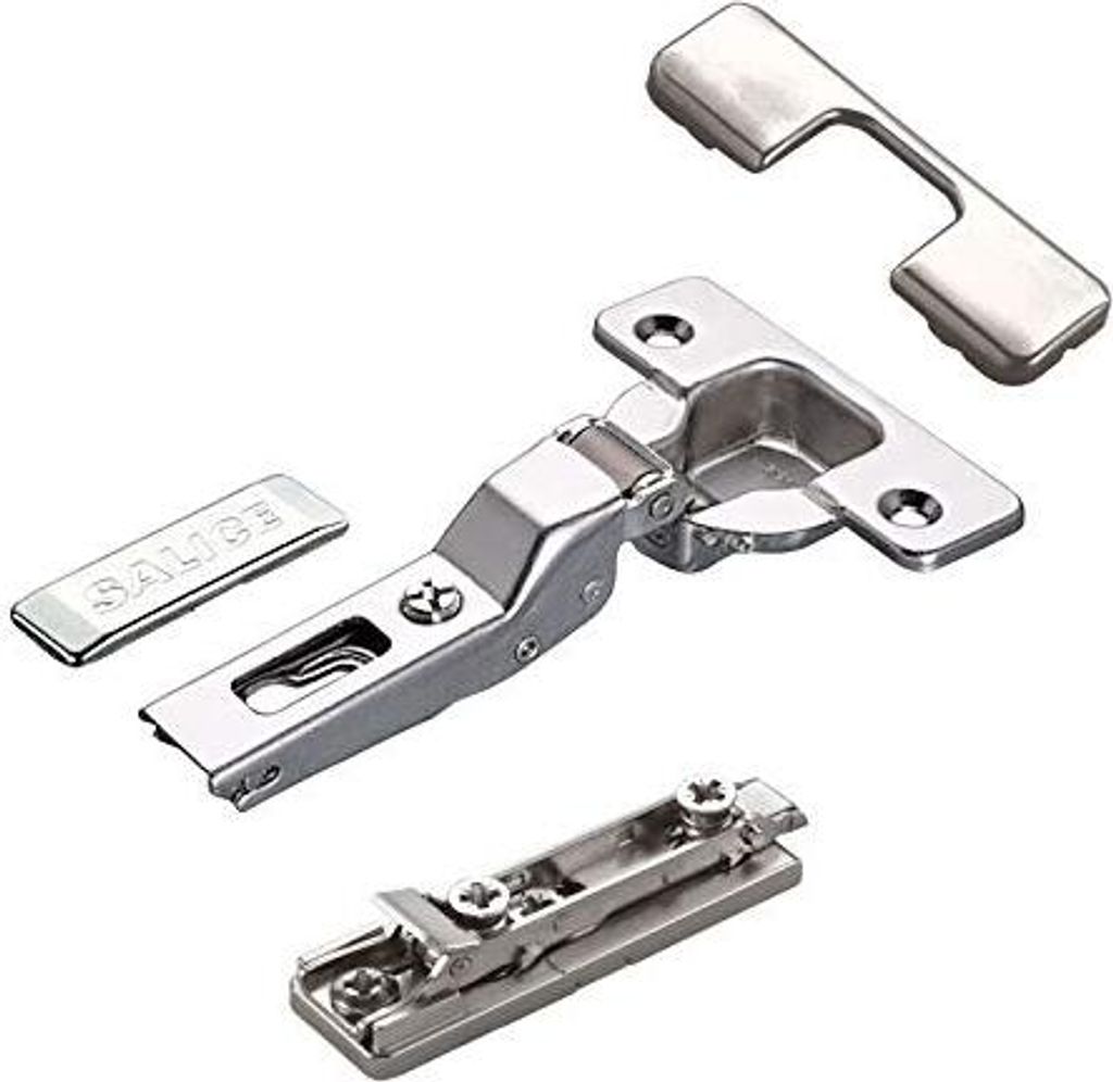 2 x Salice Topfband 110° Serie 200 Bohrbild T52 Mittelanschlag inkl. Linear-Montageplatte Höhe 6 mm mit vormontierten Euroschrauben, Exzentervers...