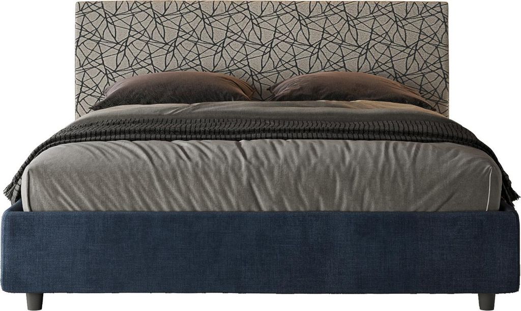 ITYHOME - Gepolstertes Bett mit Lattenrost 160x210 mit Stoffbezug Era 09 Blau Arla