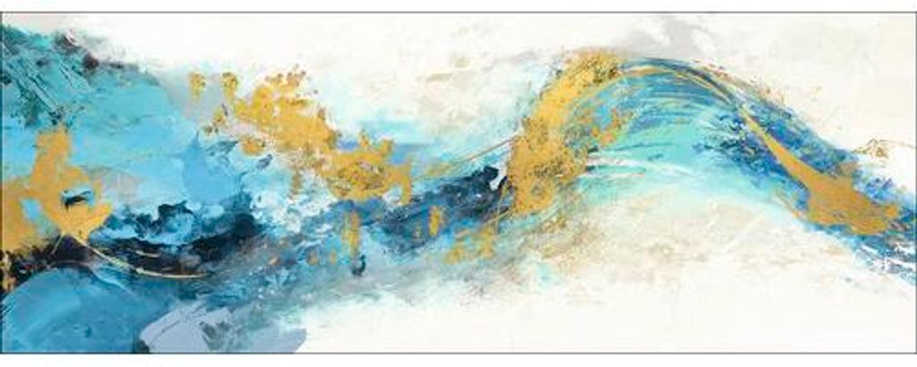 Leinwandbild Green And Gold Wave 77x27 cm