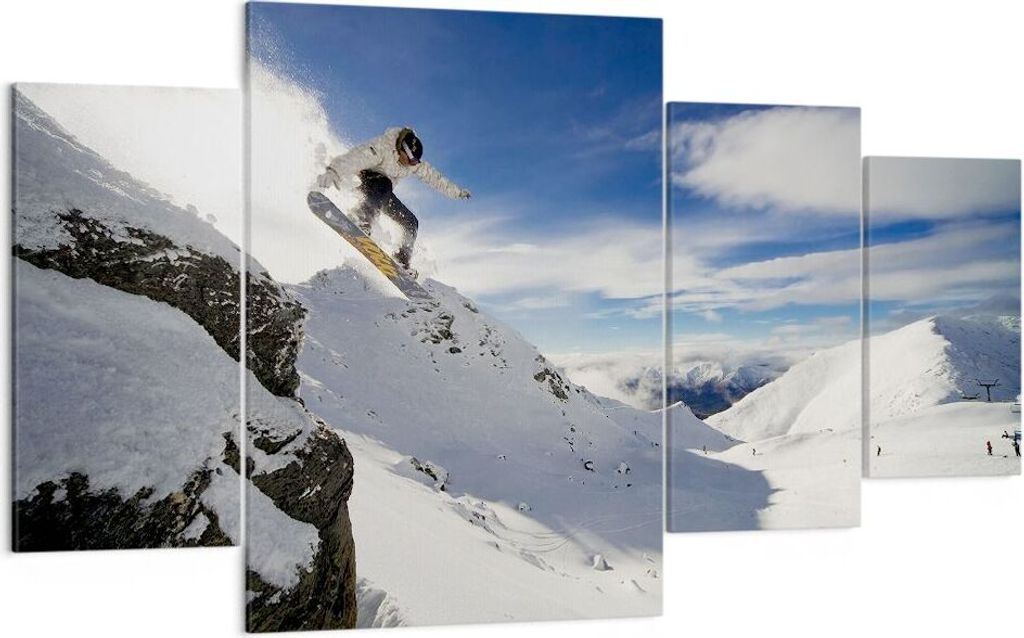 Bild auf Leinwand - Leinwandbild - Snowboard Schnee Sport - 160x90cm - Wand Bild - Wanddeko - Leinwanddruck - Bilder - Kunstdruck - Wanddekoration ...