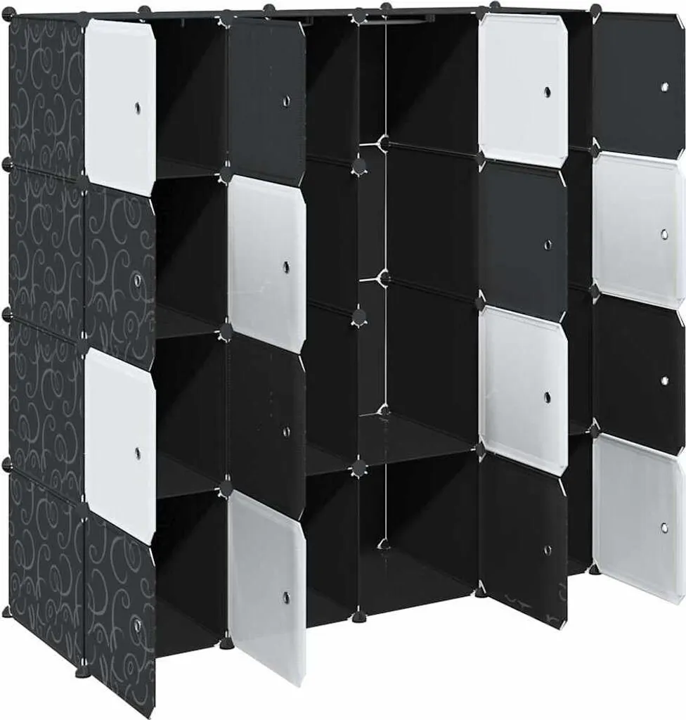Étagère à cubes 16 sections en PP résistant avec barres de penderie - 5