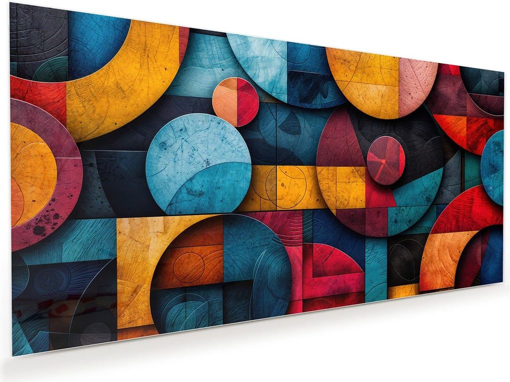 Glasbild 110x55cm in XXL für Wohnzimmer, Schlafzimmer Motiv Bunte Kreise