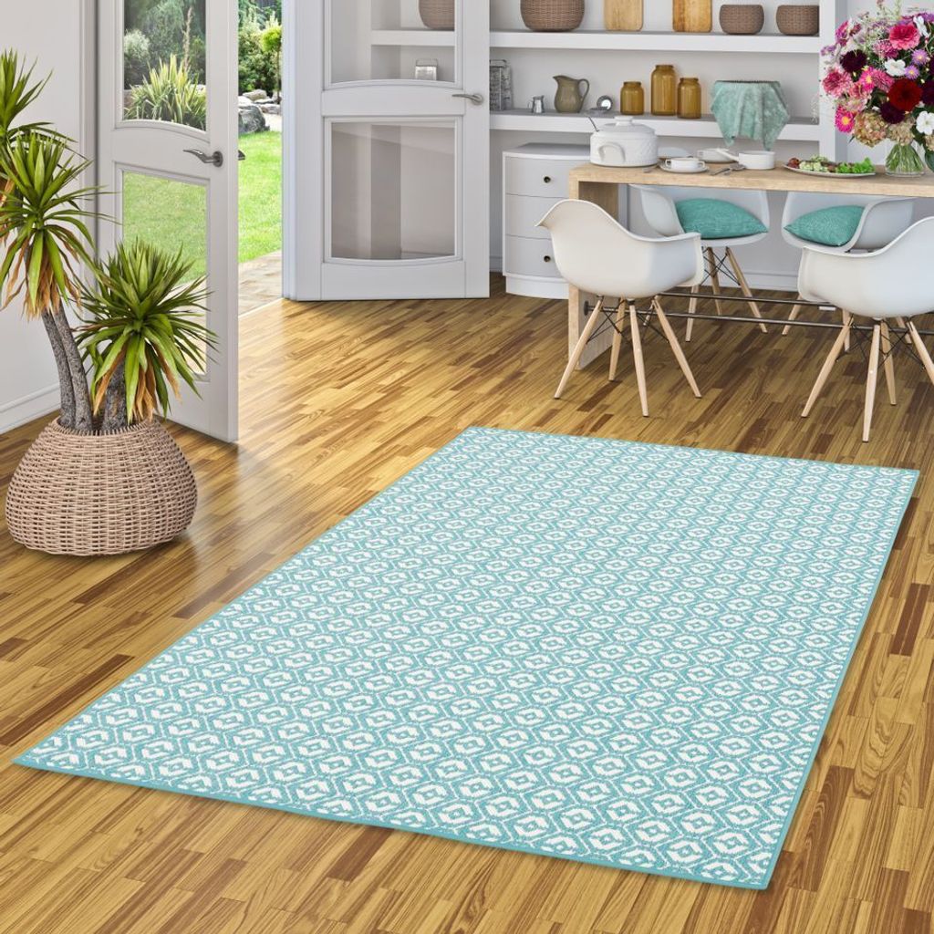 In- und Outdoor Teppich Beidseitig Cape Cod Türkis, Größe:160x240 cm