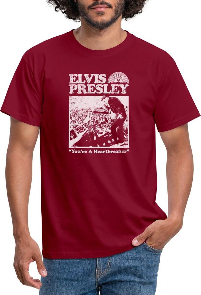 Spreadshirt Elvis Presley You're A Heartbreaker Weiß Männer T-Shirt, L, Ziegelrot