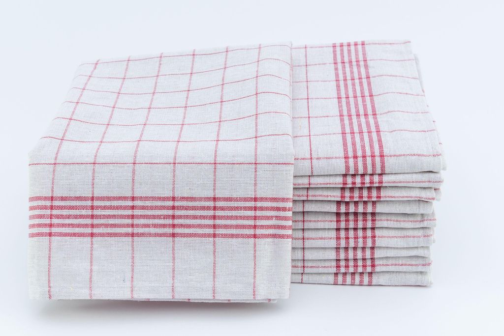 Geschirrtücher Halbleinen 10er Pack Rot/Weiß kariert 50x70 Produktbild 