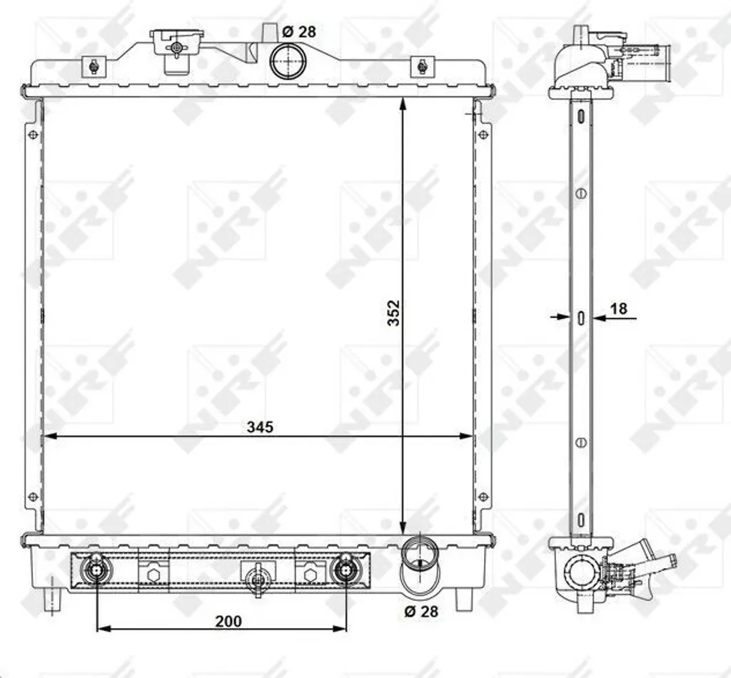 Radiateur moteur NRF 516355 pour Civic V et VI | Remplacement OE