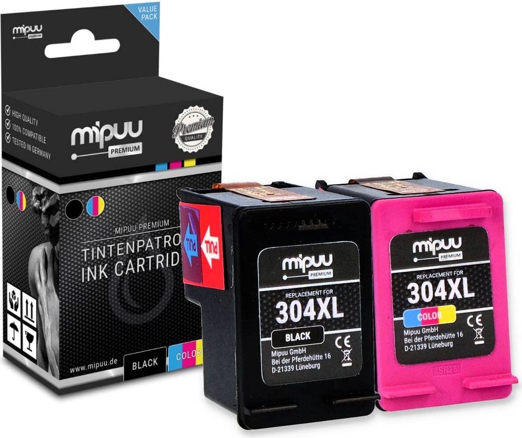 Mipuu Tinte ersetzt HP 304 XL / N9K08AE N9K07AE Multipack (1x Black / 1x Color)