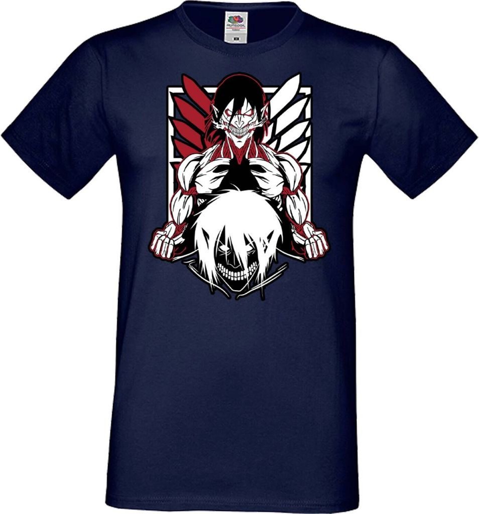Herren T-Shirt Anime Manga Attack Anime On Titan 05 Puppet Titan, Man M / Dunkelblau