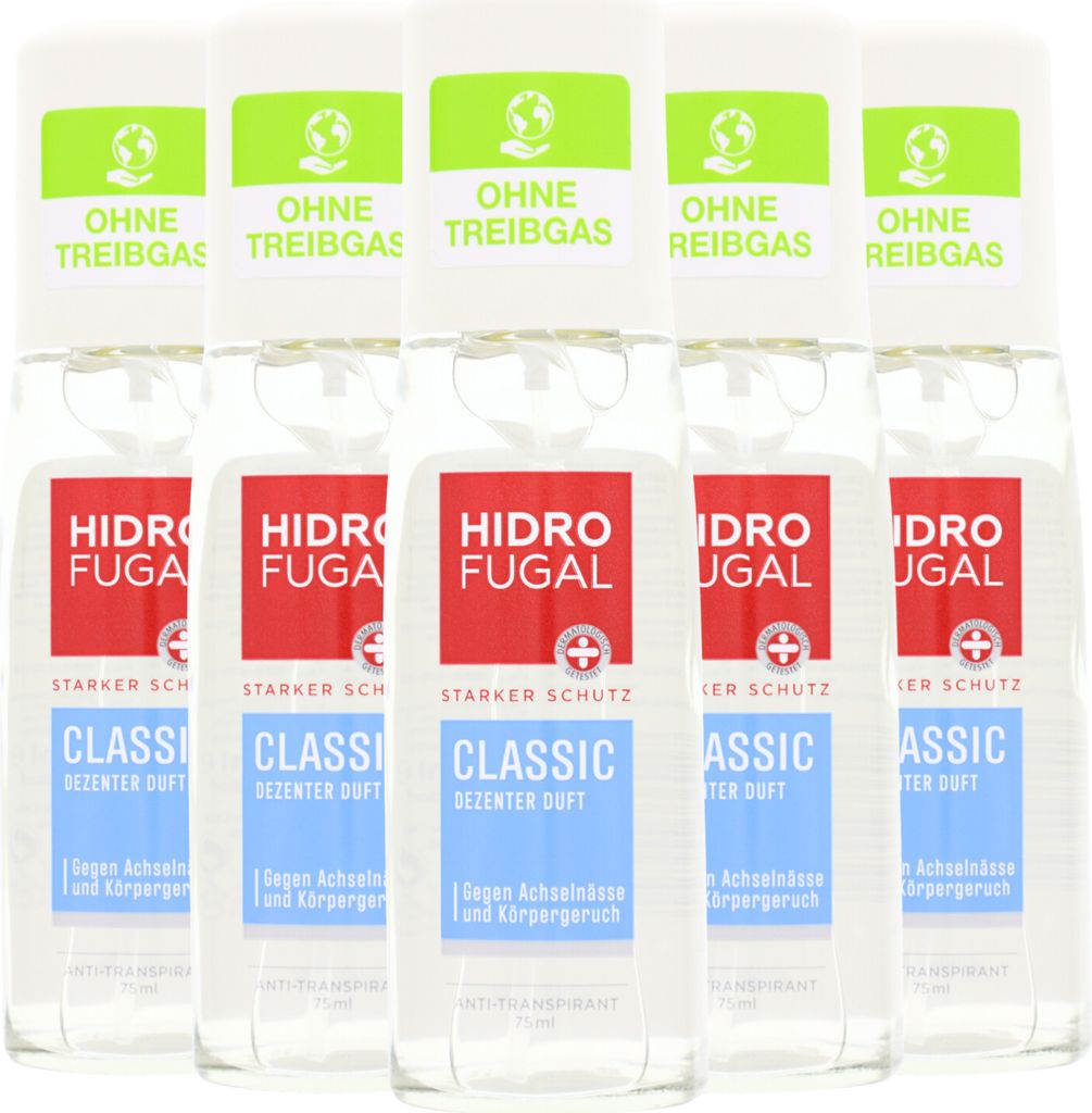 5 x Hidrofugal Classic Anti Transpirant Deo Zerstäuber je Produktbild 
