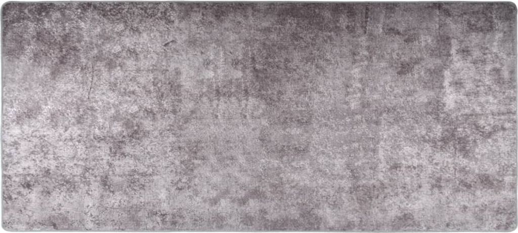 Teppich Waschbar 80x300 cm Grau Rutschfest