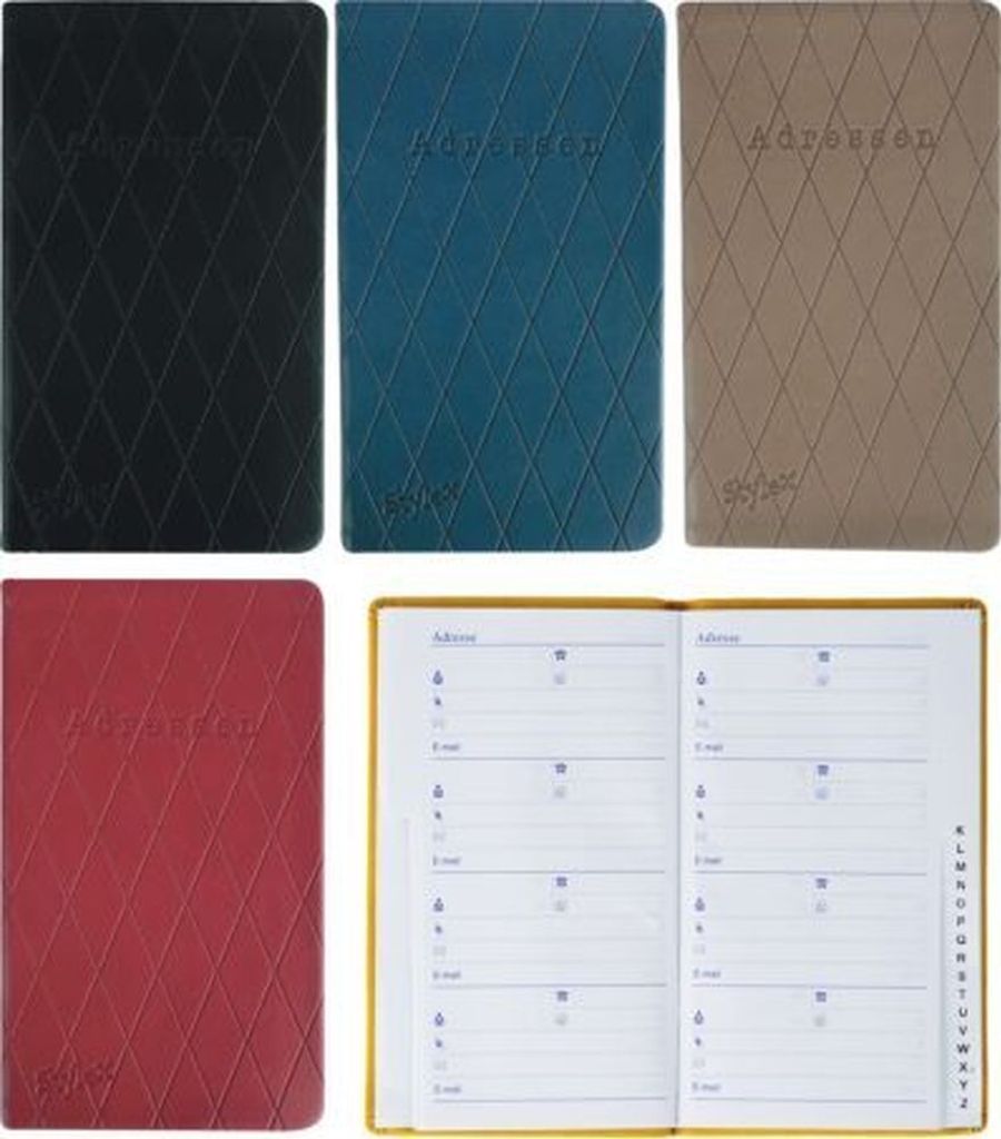 Stylex 46606 8x15cm Farb. Sort. Uni Adressbuch Papierbezug Produktbild 