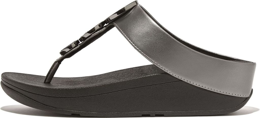 FITFLOP Zehenstegsandalen mit Halo-Perlen-Kreis-Verzierung und Metallic-Optik SCHWARZ 39