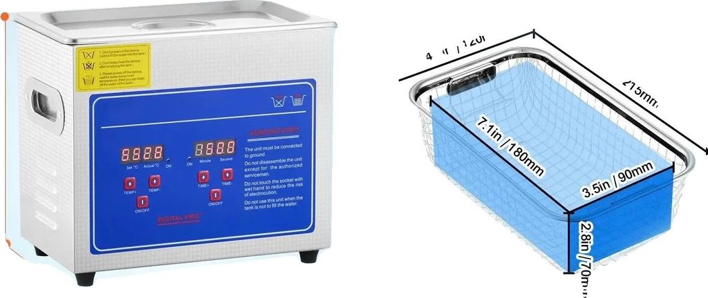 Ultraschallreiniger, Edelstahlkonstruktion, Digitales Bedienfeld, 3L
