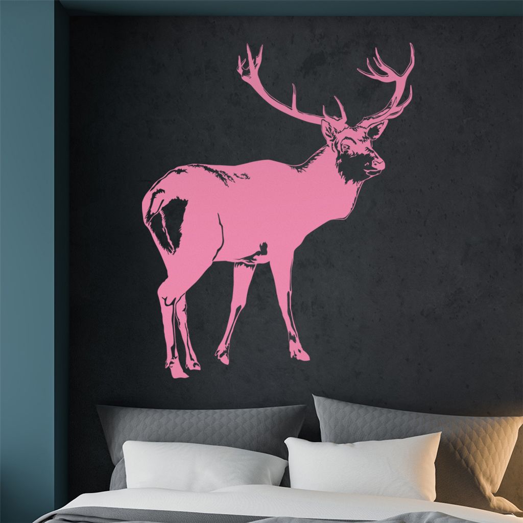 KIWISTAR Hirsch Motiv 2 Geweihträger Wandtattoo in 6 Größen - Wandaufkleber Wall Sticker - Dekoration, Küche, Wohnzimmer, Schlafzimmer, Badezimmer