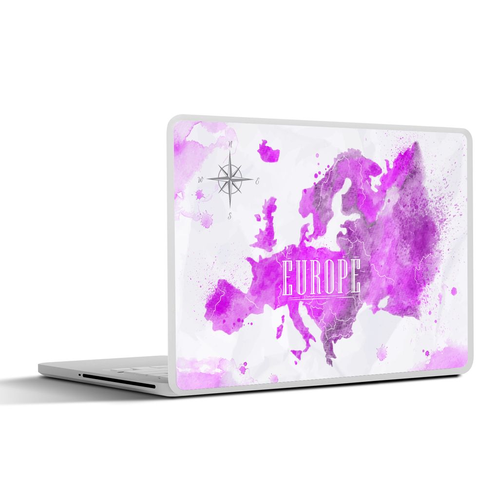 MuchoWow Laptop Aufkleber Sticker Cover Weltkarte - Europa - Farben 30x21 cm - Sticker für Laptop - Selbstklebend
