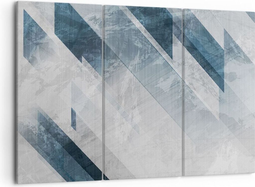 Bild auf Leinwand - Leinwandbild - 3 Teile - Blau Weiß Figuren - 105x70cm - Wand Bild - Wanddeko - Wandbilder - Leinwanddruck - Bilder - Wanddekor...