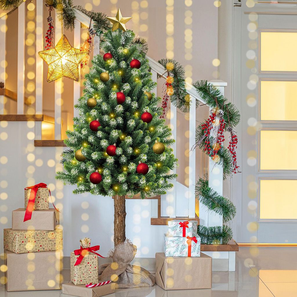 Kuketo | Knstlicher Weihnachtsbaum 180 cm Auf Echtem Stamm