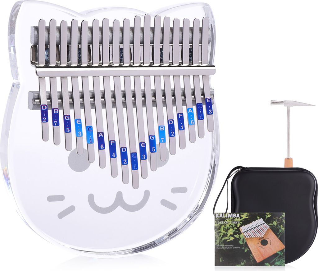 Topchances Kalimba Instrument, 17 Schlüssel Transparent Acryl Daumenklavier für Kinder Erwachsene Anfänger