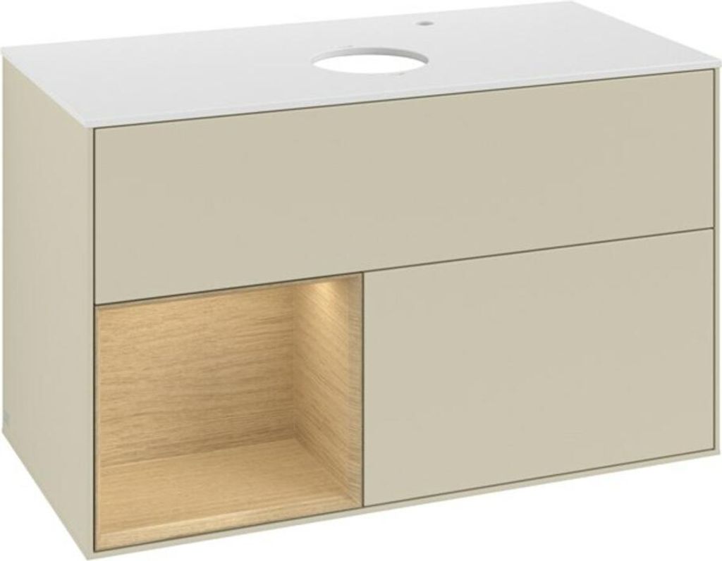 V&B Waschtischunterschrank Finion 100, Pl wh. m, Reg Oa ven, si Gr m Lac