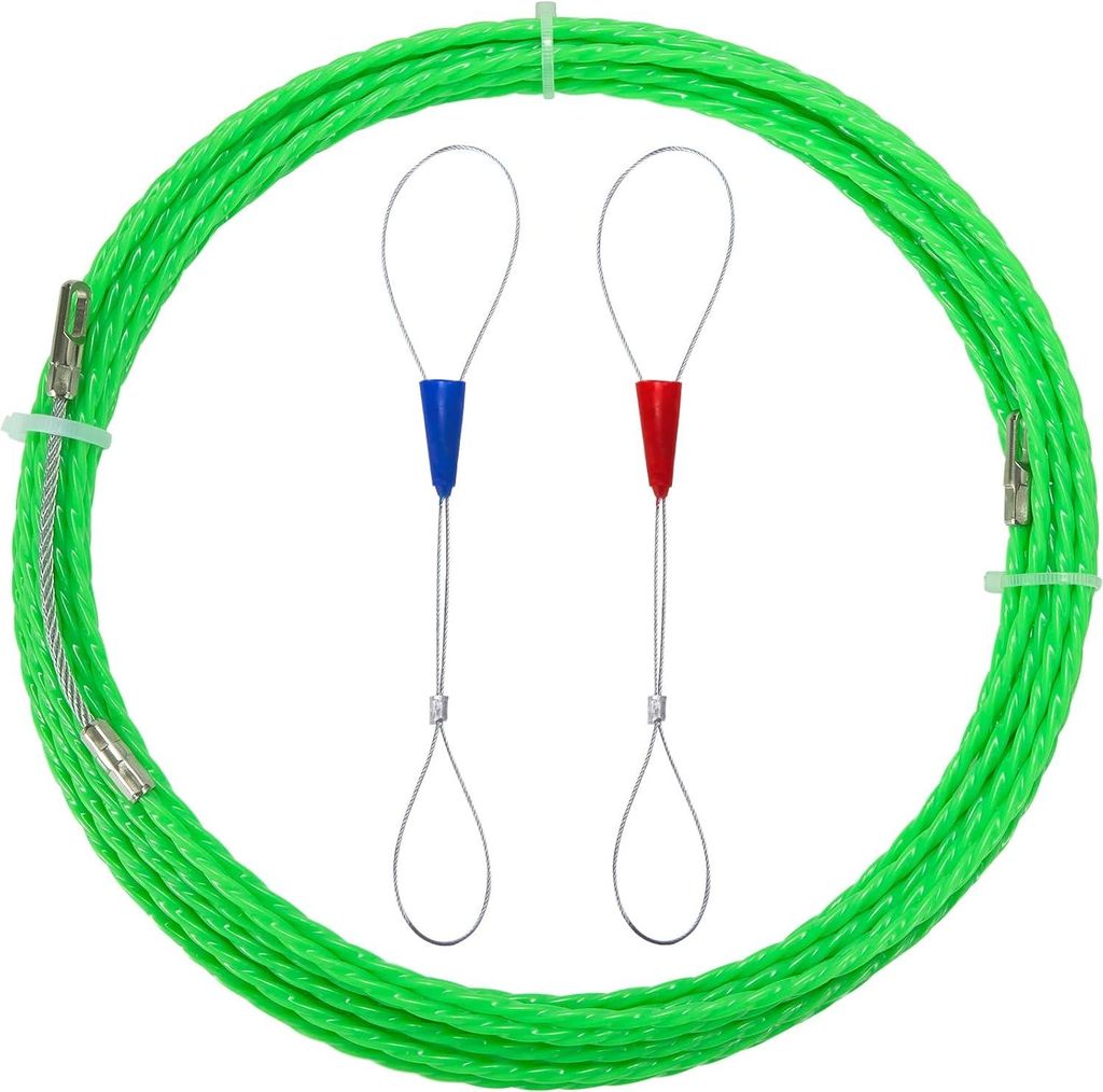 Allecto Plus - Kabeltrekhilfe 15 Meter - Rückholband und Rückholhilfe - Polyester - Führungsfeder - Für leere Rohre - Grün